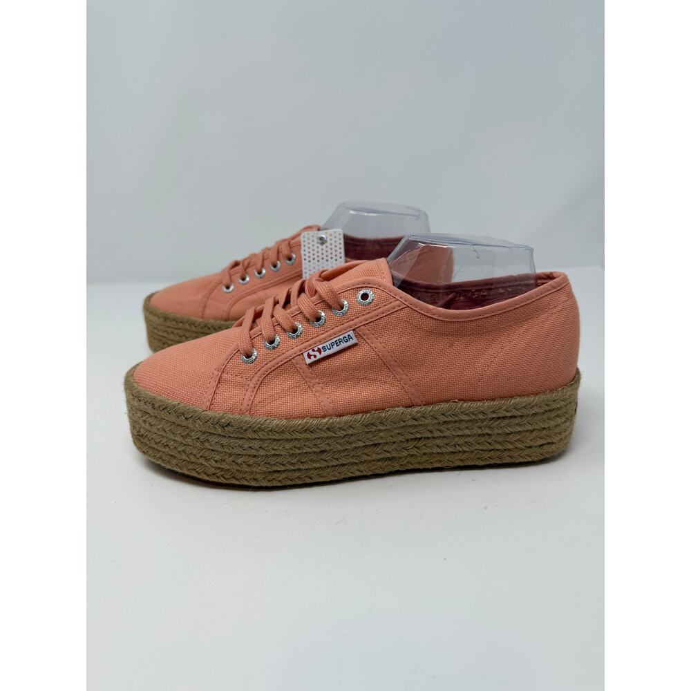 Superga Platform Espadrille Sneakers Women's 9.5 (41) Coral Casual Statement NWT - Picture 2 of 16